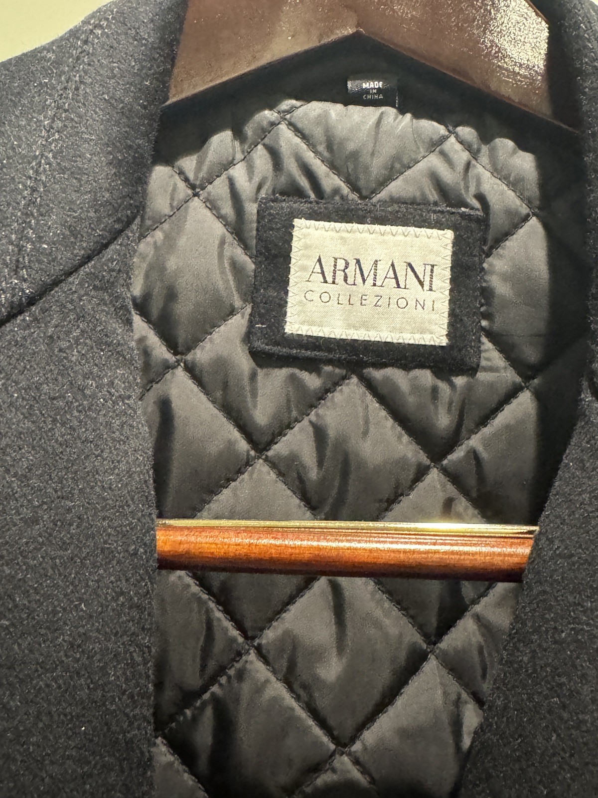 Armani Collezioni Men’s Black Mid-Length Wool/ Cashmere Button Coat Lined 42
