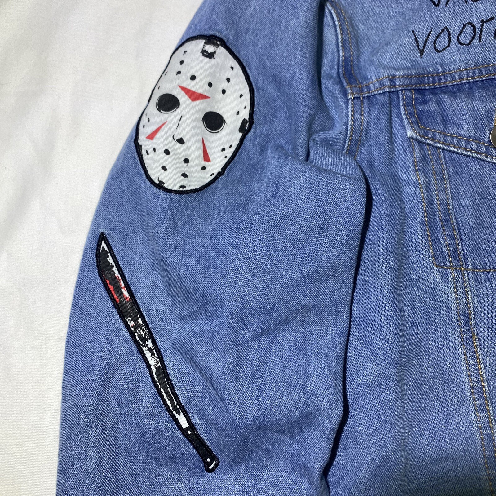 Freddy VS Jason Unisex Adults Blue Denim Jean Jacket Horror Size Medium