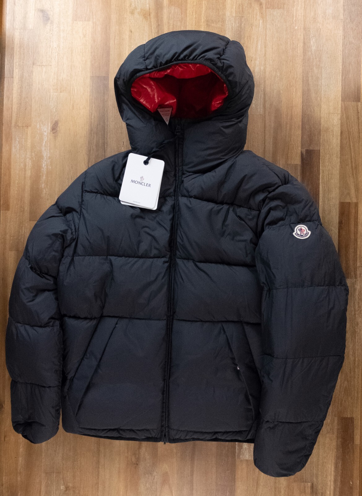 MONCLER Lumiere red & black reversible quilted down puffer jacket Size Large / 3