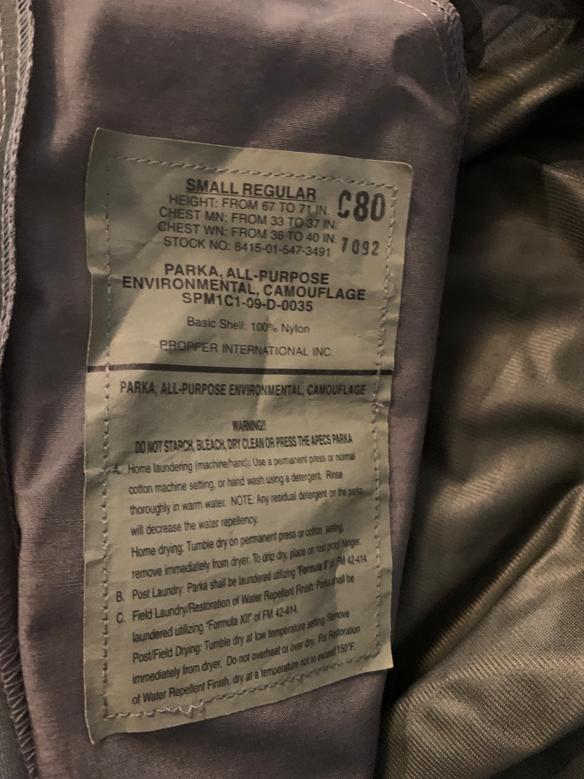 USAF Parka All Purpose Environmental Gore Tex Seam Camo Jacket Coat Various Size