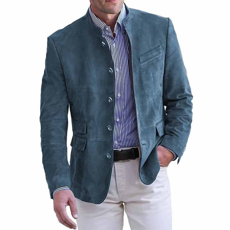 Stylish New Suede fabric Blazer Men Four Button Classic Coat Vintage Jacket