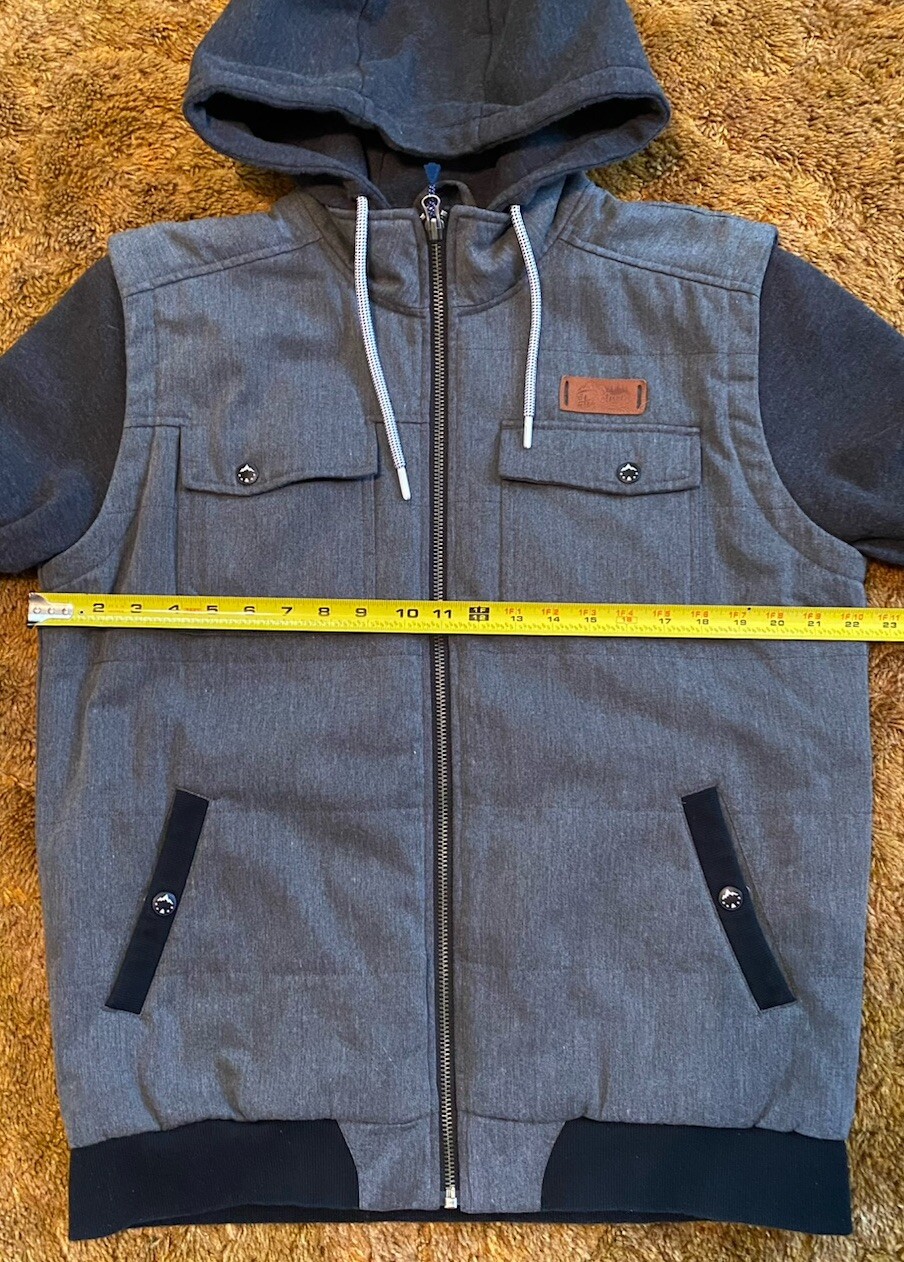Picture Organic Men’s Jacket Full Zip Hooded Gray Size Medium EUC Great Details