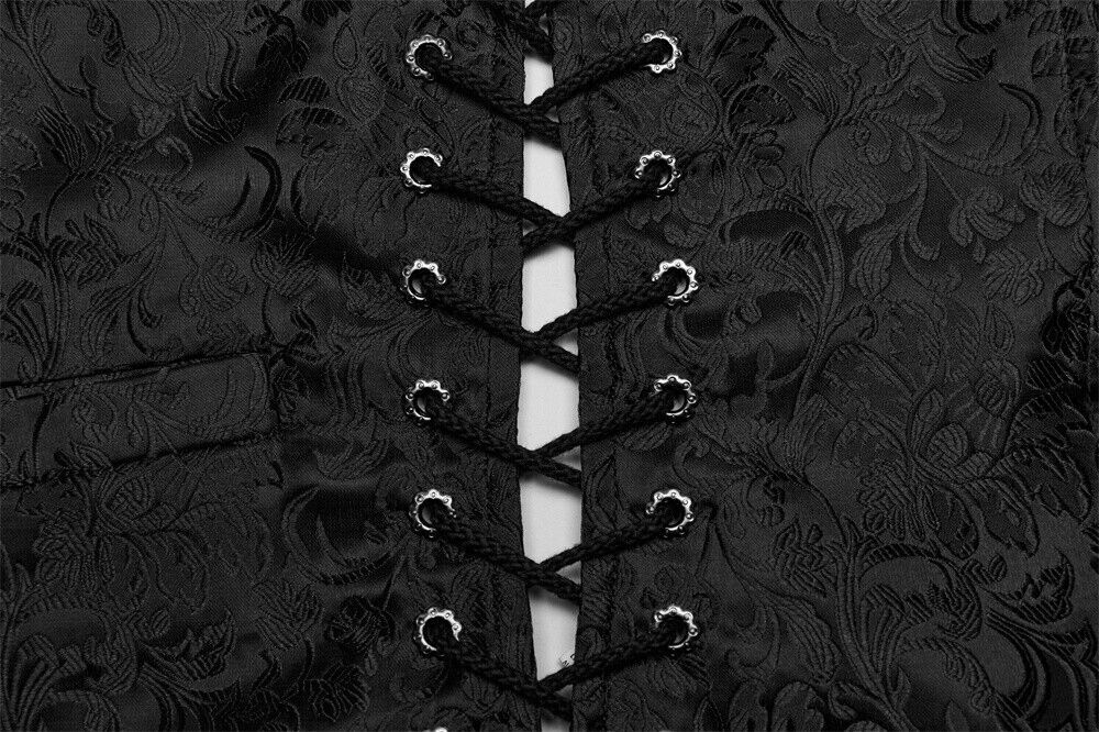 PUNK RAVE Men Black Steampunk Gothic Vampire Visual Jacquard Vests Waistcoat