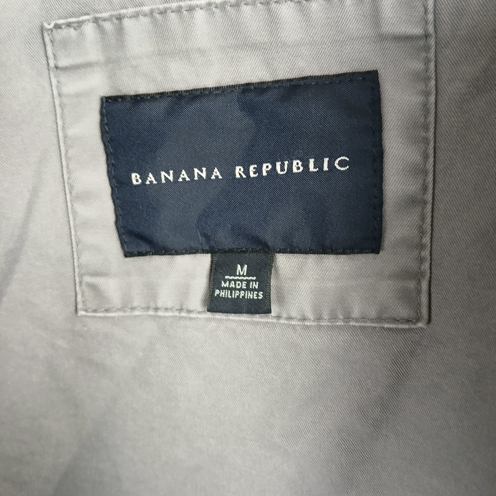 Banana Republic Utility Jacket Mens Medium Gray Cotton Full Zip Spread Collar