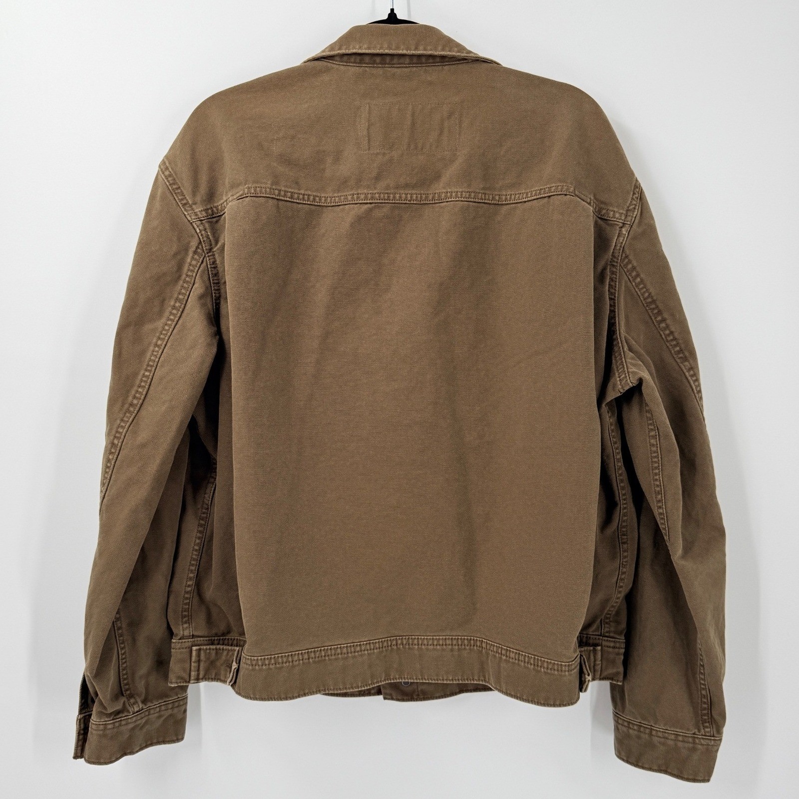 Banana Republic Trucker Jacket Mens sz L Brown Chore Utility Canvas Cotton