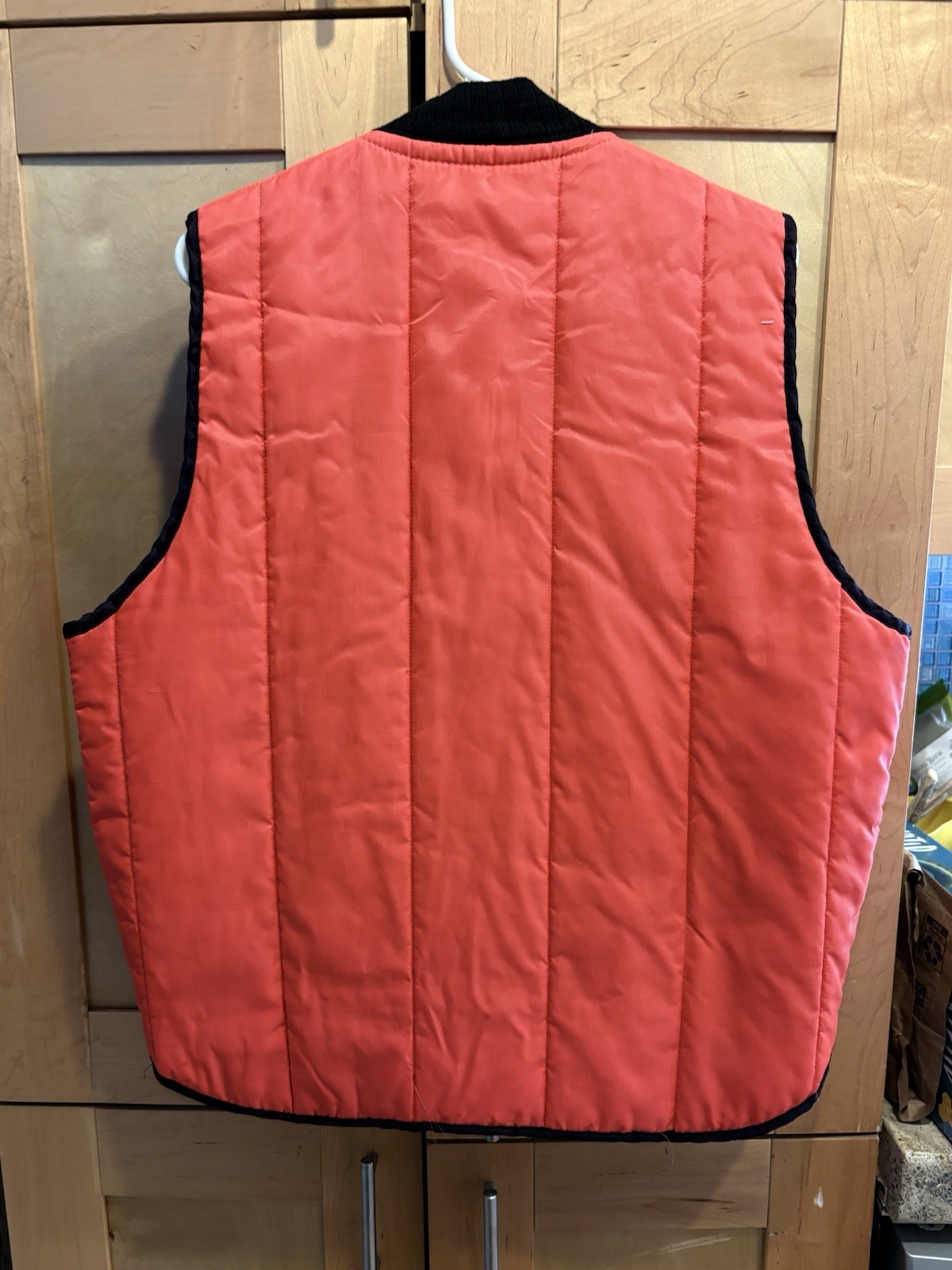 Vintage Camo Quilted Vest Mens Medium Green Orange Reversible Style Hunting