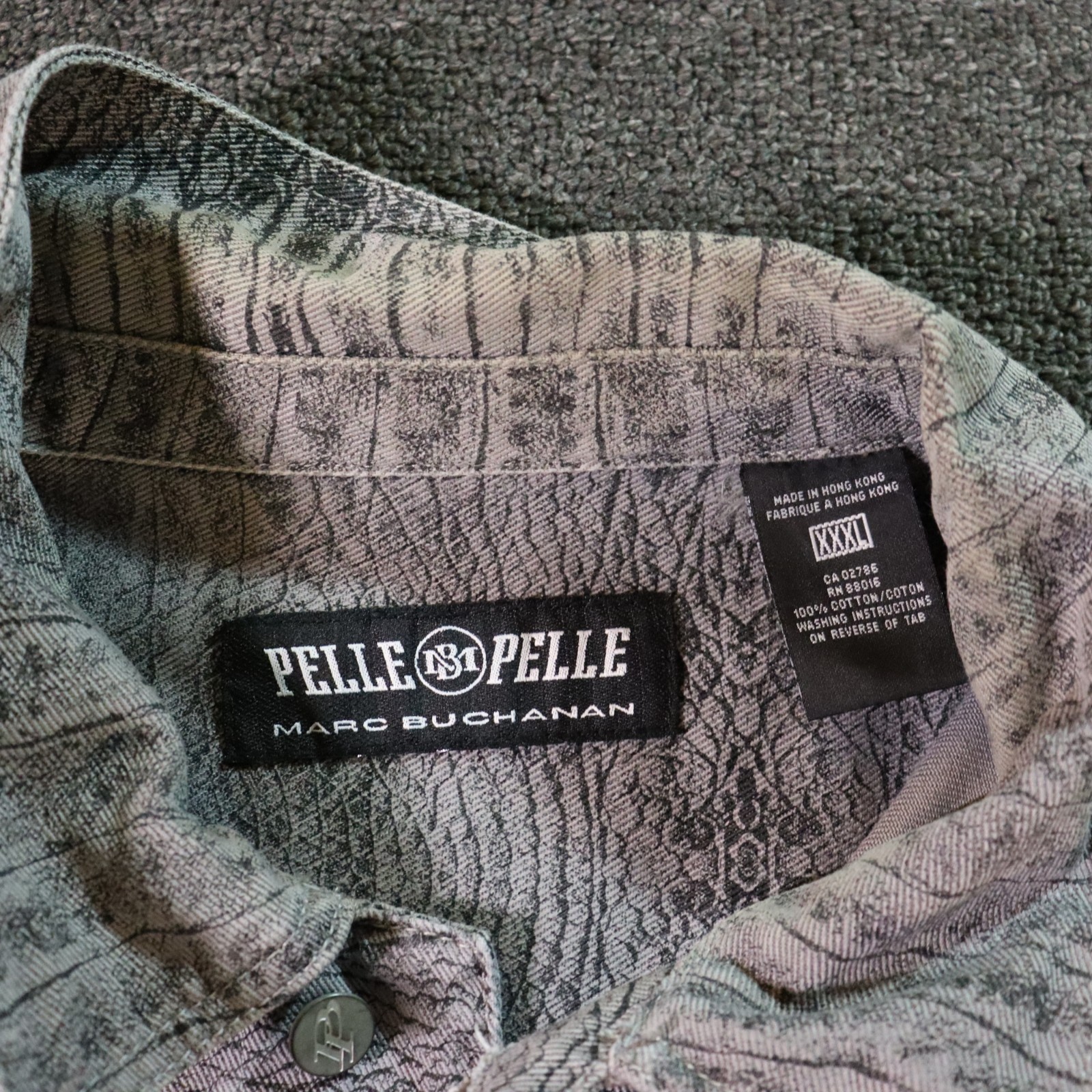 Pelle Pelle Jacket Mens 4XL Gray Denim Trucker Python Pattern 90s Hip Hop Retro