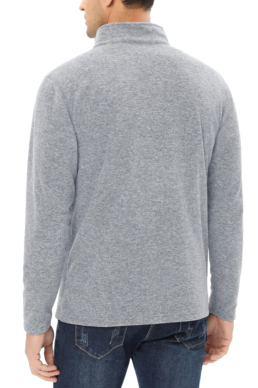 Mens Stand Collar Fleece Jacket Lightweight Full-Zip Warm Coat Casual Sportswear