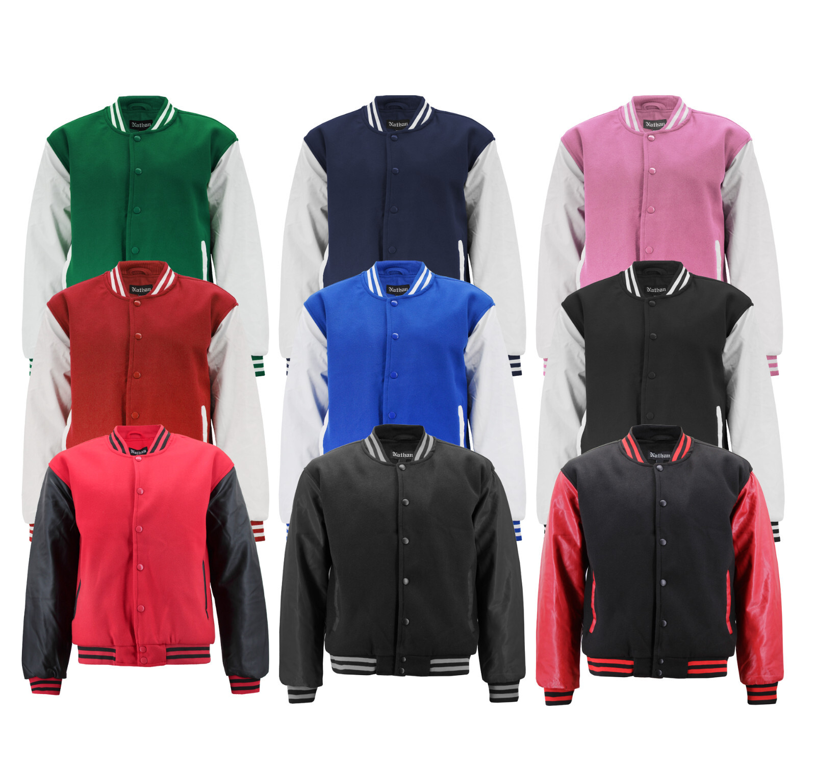 Men’s Two Tone Snap Button Varsity Classic College Sports Letterman Jacket