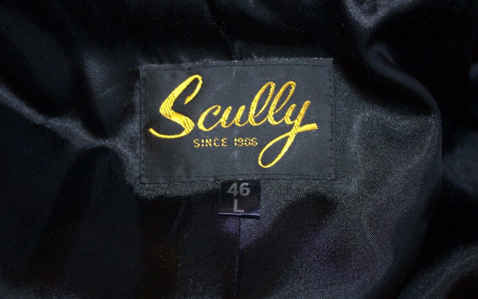 Scully Black Leather Blazer Men’s 46 L Western Yoke Two‑Button Jacket 1990s USA