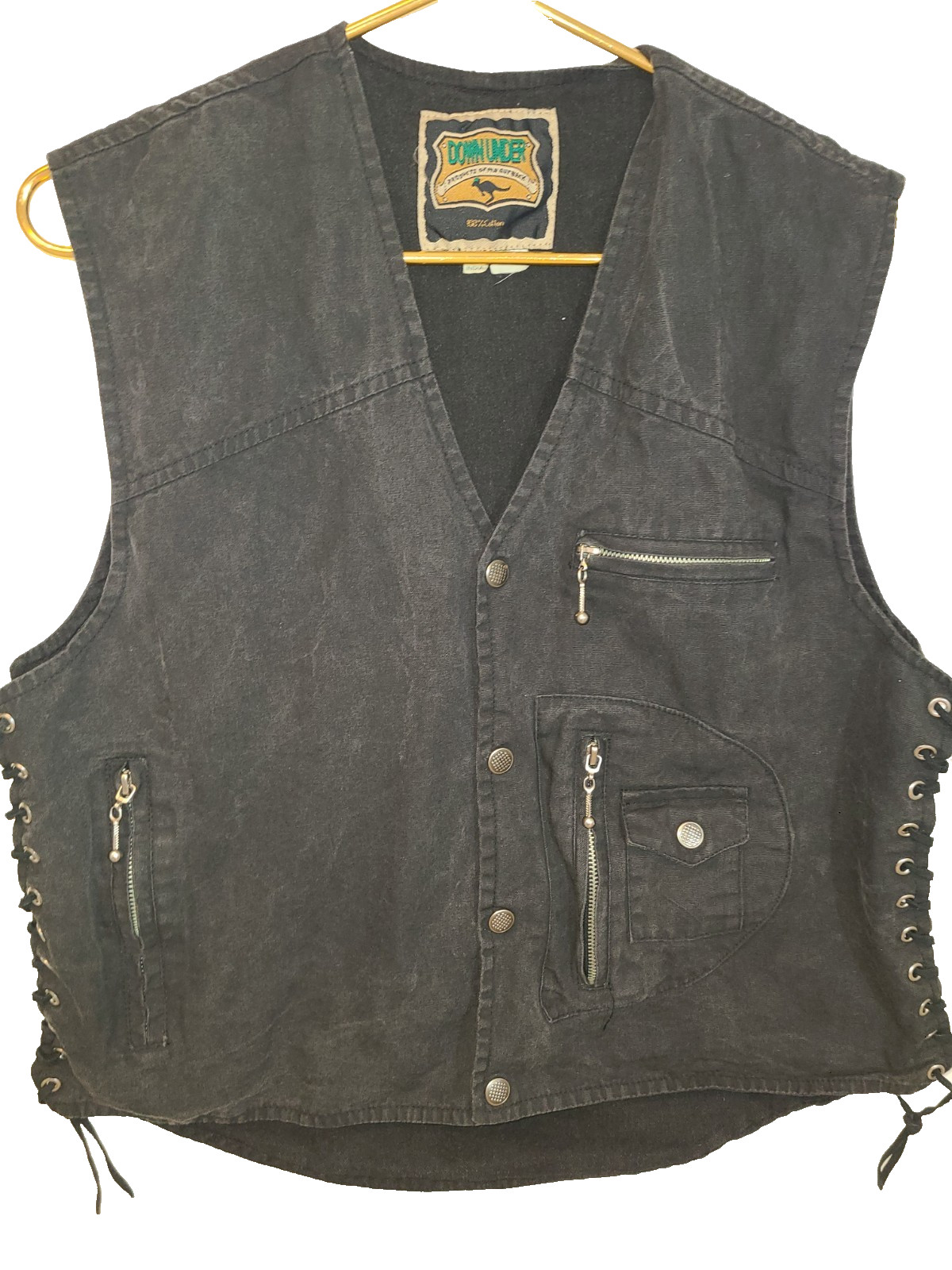 Down Under product of the Outback Mens Denim Vest Button Down Lace Up Size 6-Lg