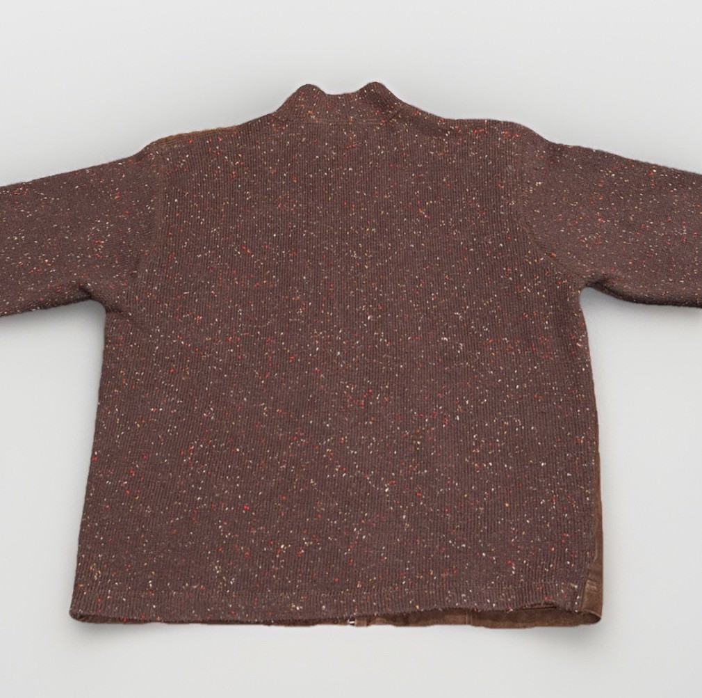 Wilke Rodriguez Brown Faux-Suede Knit Full Zip Jacket Size L Work Casual Walk