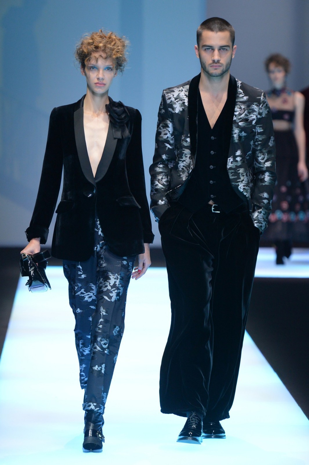 Emporio Armani Runway FW 2017 Brocade Jaquard Mohair Wool Velvet Tuxedo Jacket