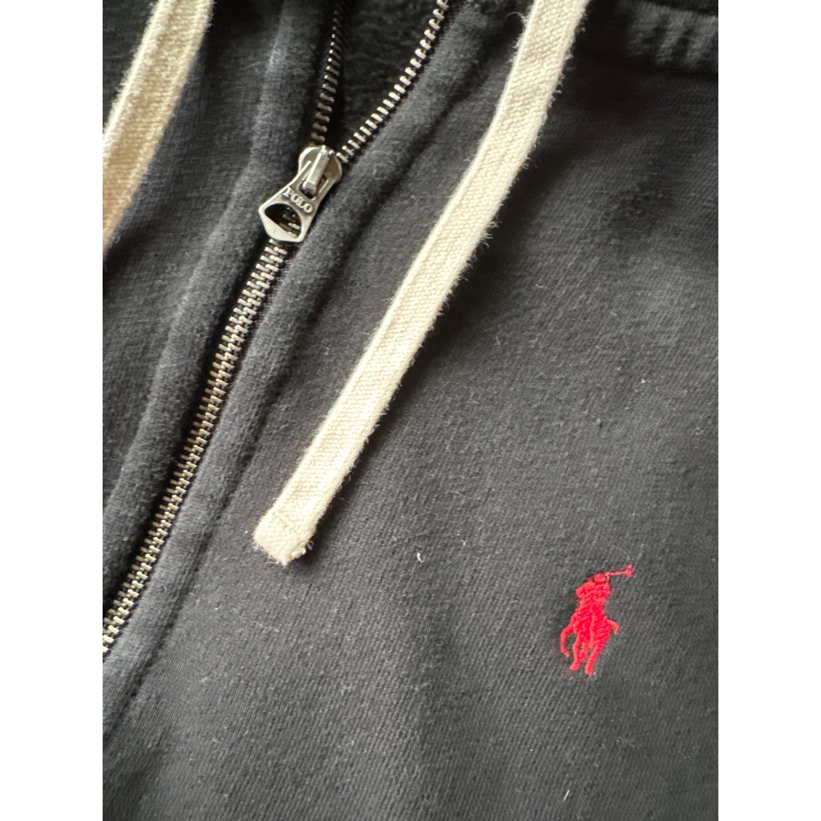 Polo Ralph Lauren Black M Full Zip Hoodie Sweat Jacket Thermal Lined Hood