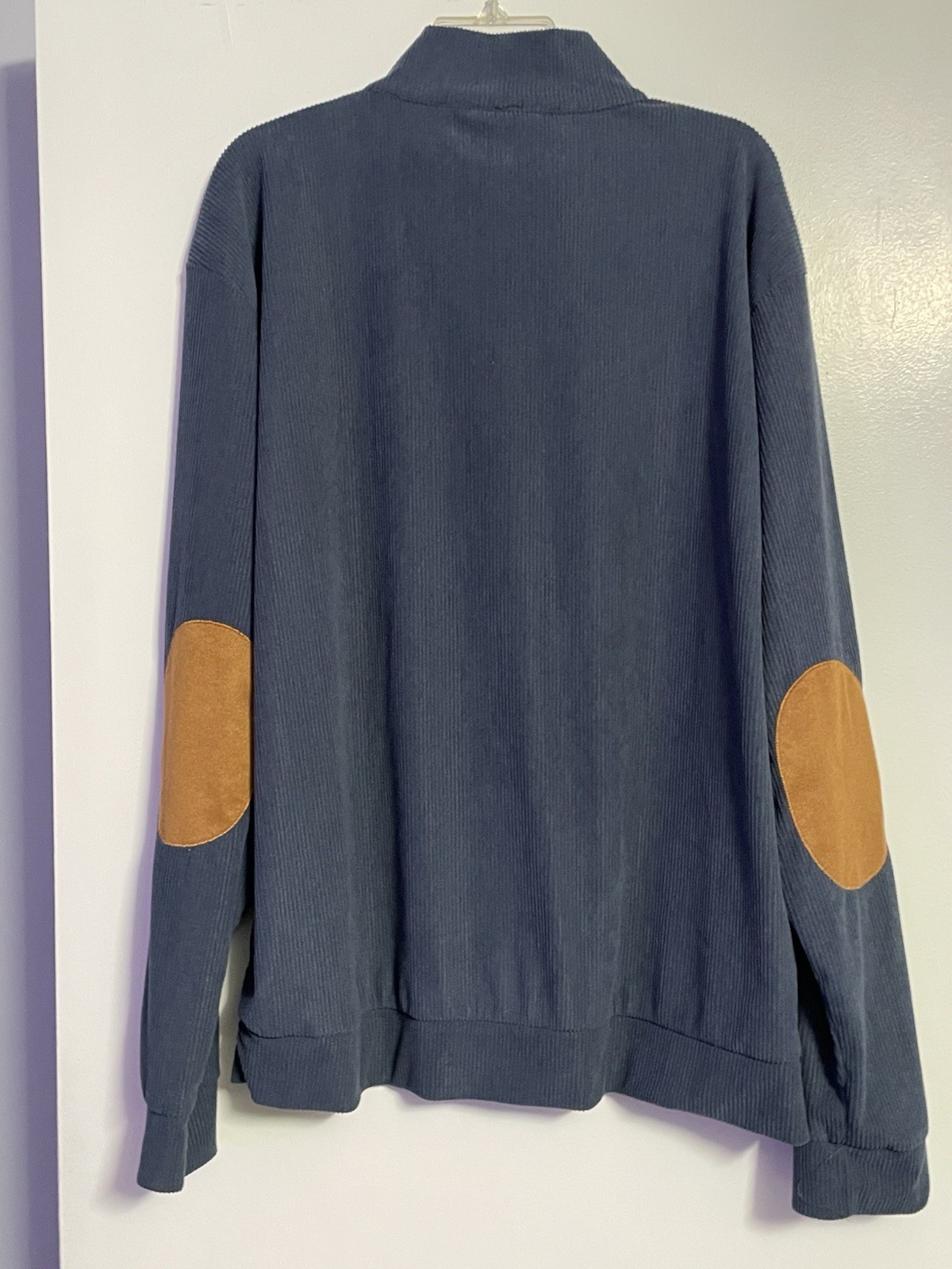 Men’s Corduroy Casual Lapel Collar Blue-Soft! Size XL