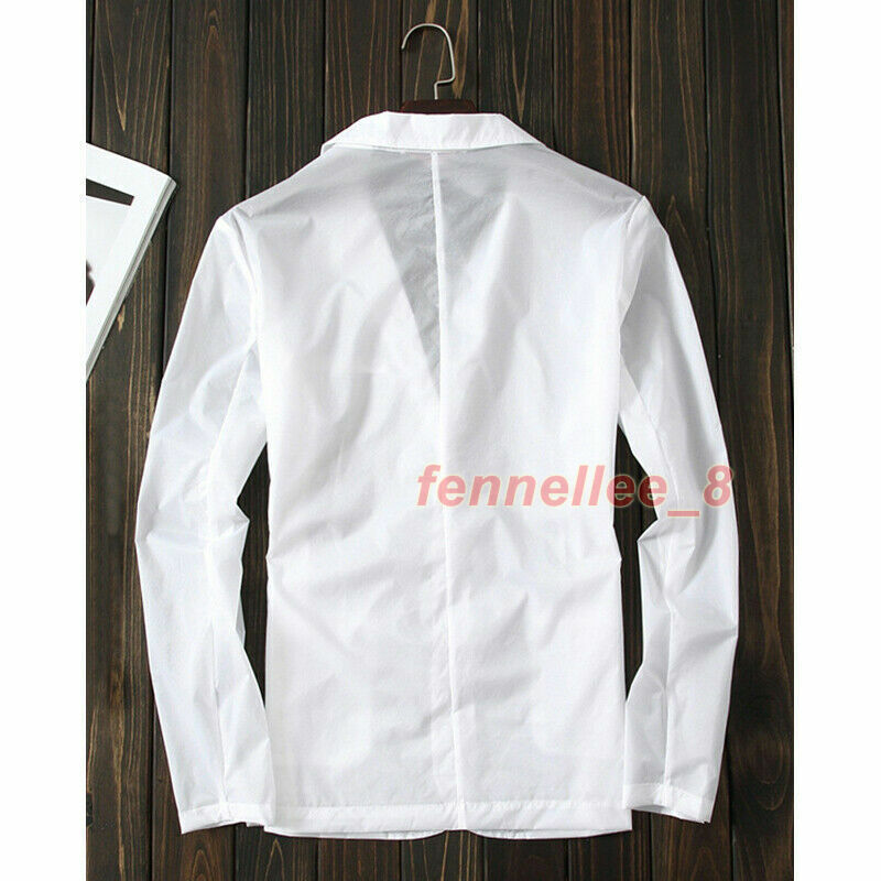 Men Notch Lapel Suit Jacket See-Through Long Sleeve Top Shirt Translucent Casual