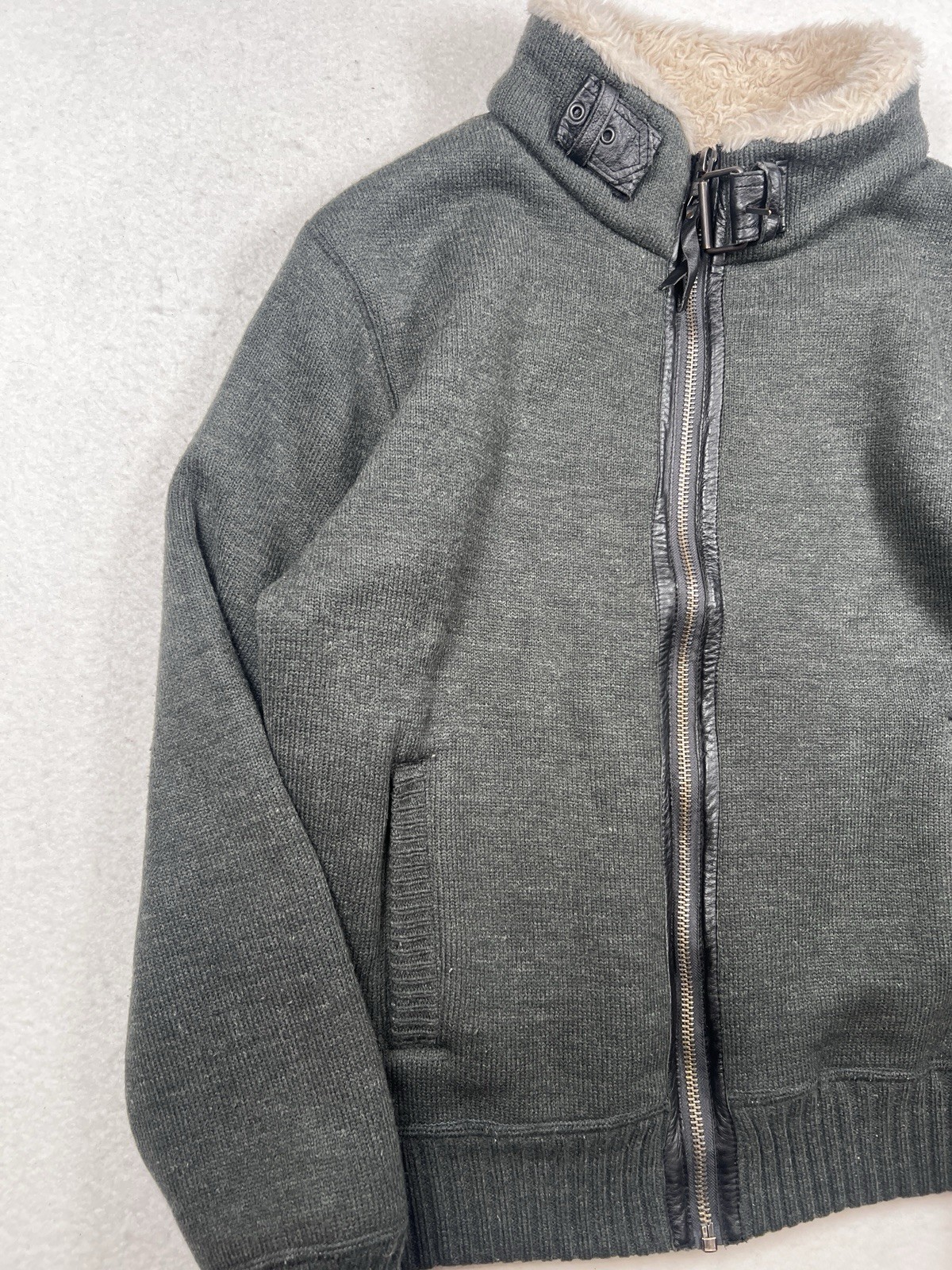 Schott Bros B3 Jacket Mens Large Black Sherpa Lined Full Zip Army Type Garment