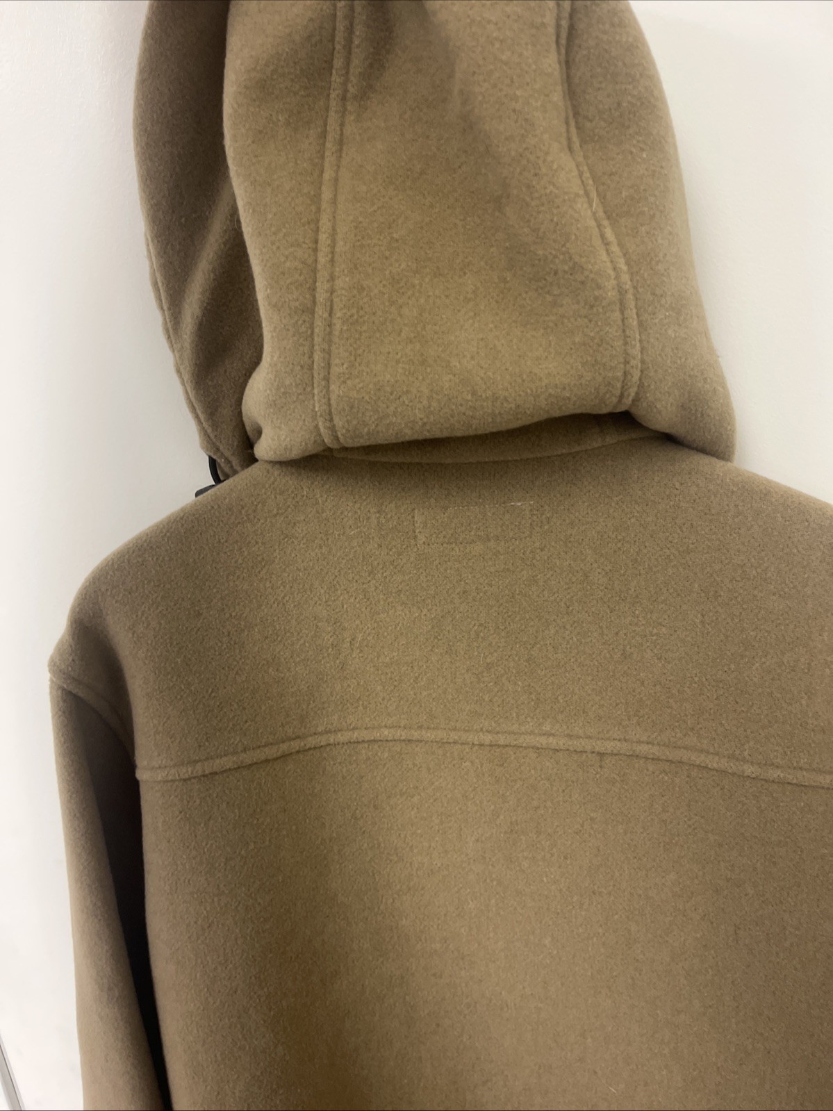 J Crew Wool Long Pea Coat Jacket Men Medium Brown Full Zip Button Drawstring