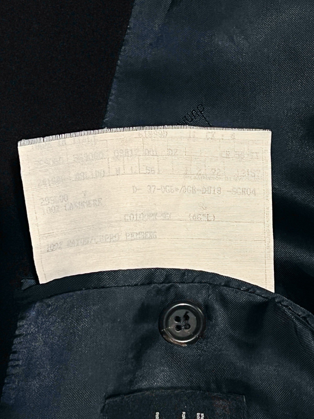 Vtg DUNHILL Navy Pure Cashmere Ticket Pocket Topcoat Overcoat 46″ Chest Italy