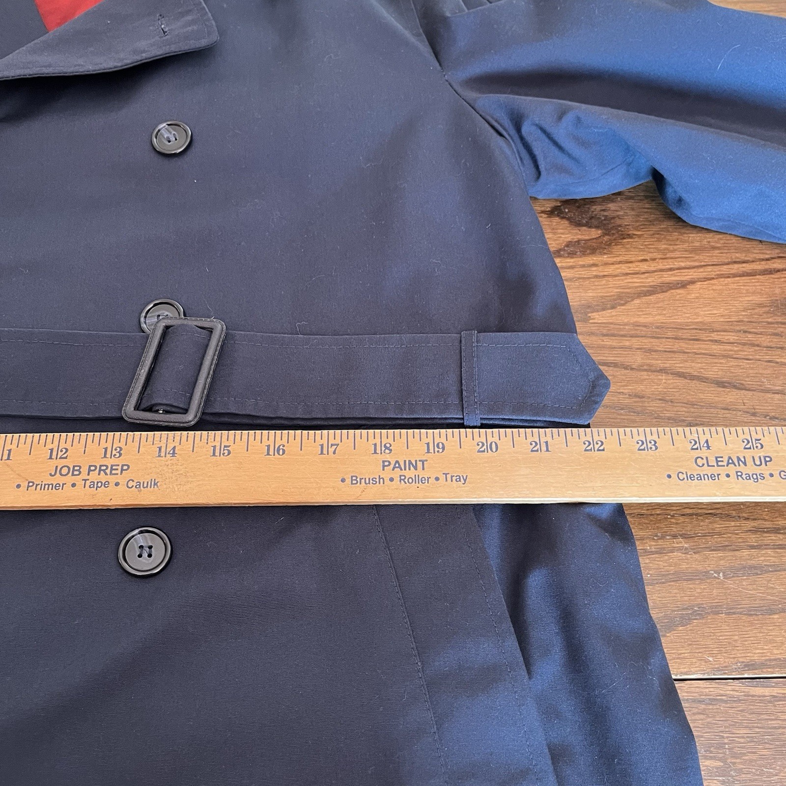 VTG Stafford Trench Coat Navy Double Breasted W/ Liner 42 Reg Classic Preppy
