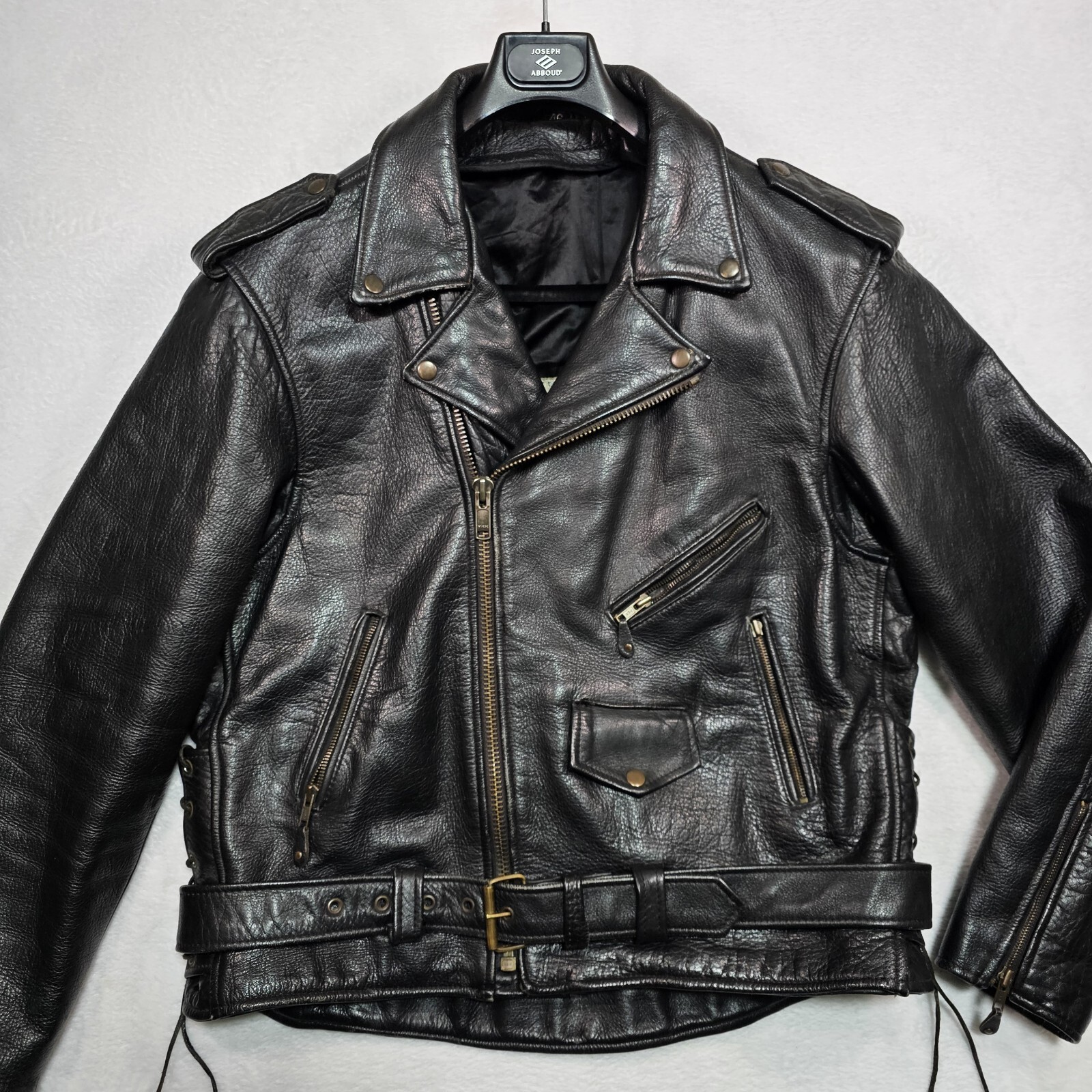 Vtg Harley Davidson Leather Jacket Mens 46 XL Shovelhead Lace Full Zip Biker