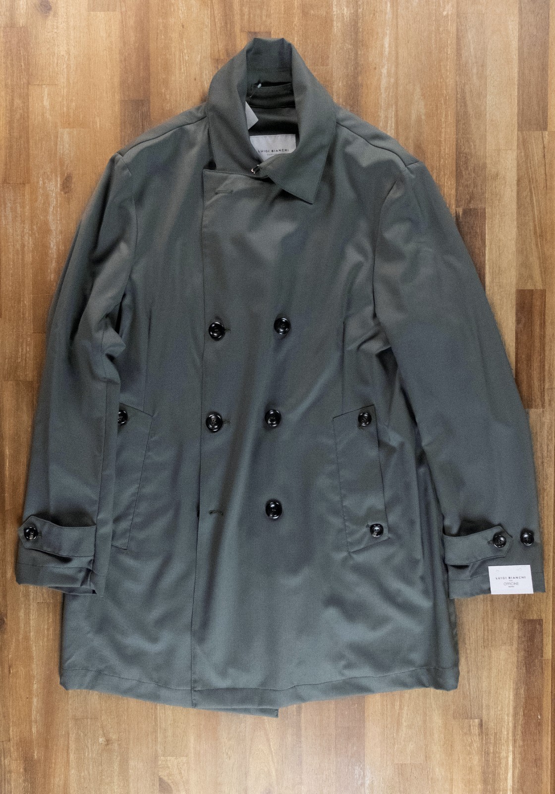 (NO CUSTOMS TAX) LUIGI BIANCHI SARTORIA green wool trench coat Size 42 / XL