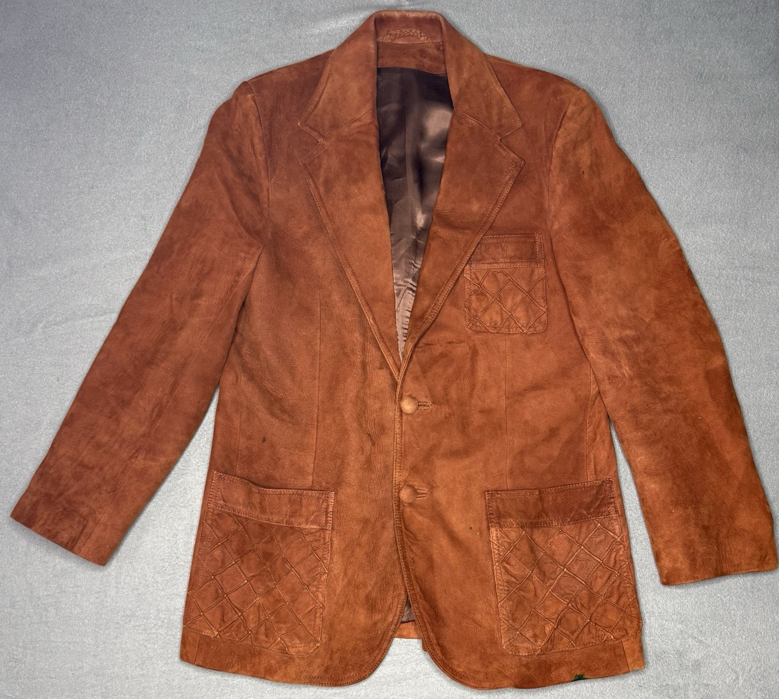 Men’s Vintage Brown Genuine Soft Suede Leather Two Button Blazer Sport Jacket