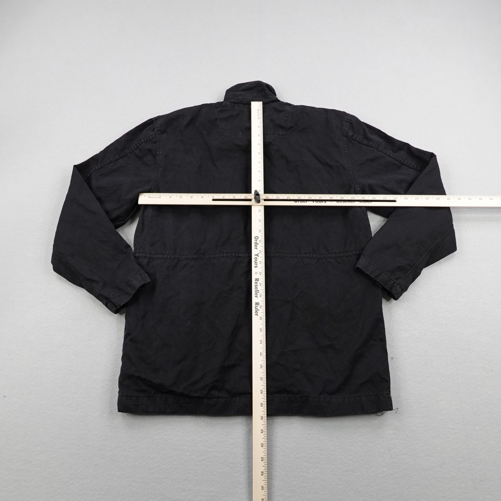 Quiksilver Jacket Mens Medium Black Full Zip Magnet Button Military Field Coat