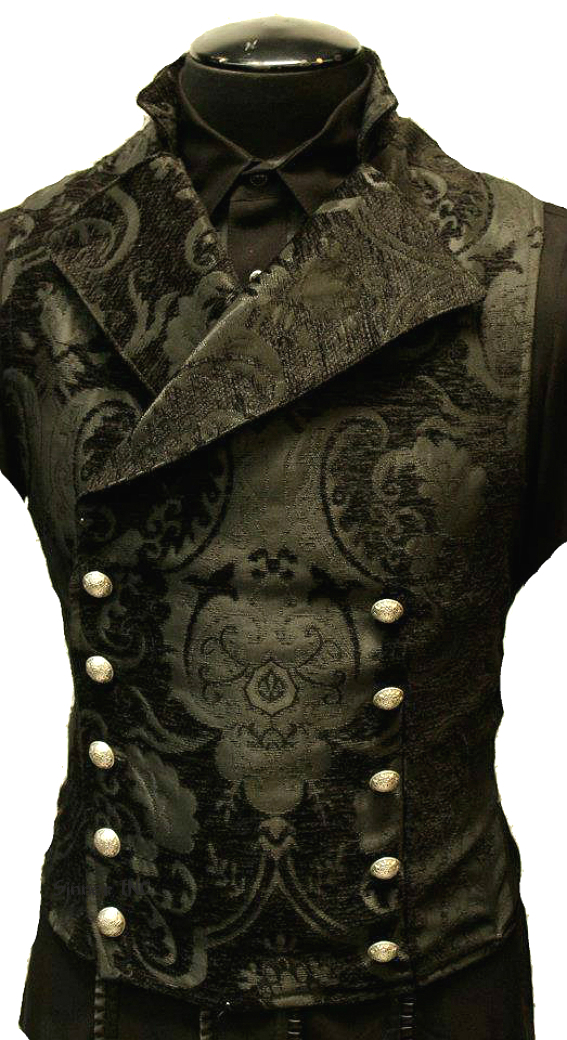 SHRINE Gothic Vampire Cavalier Vest Jacket Victorian Tapestry Goth Steampunk