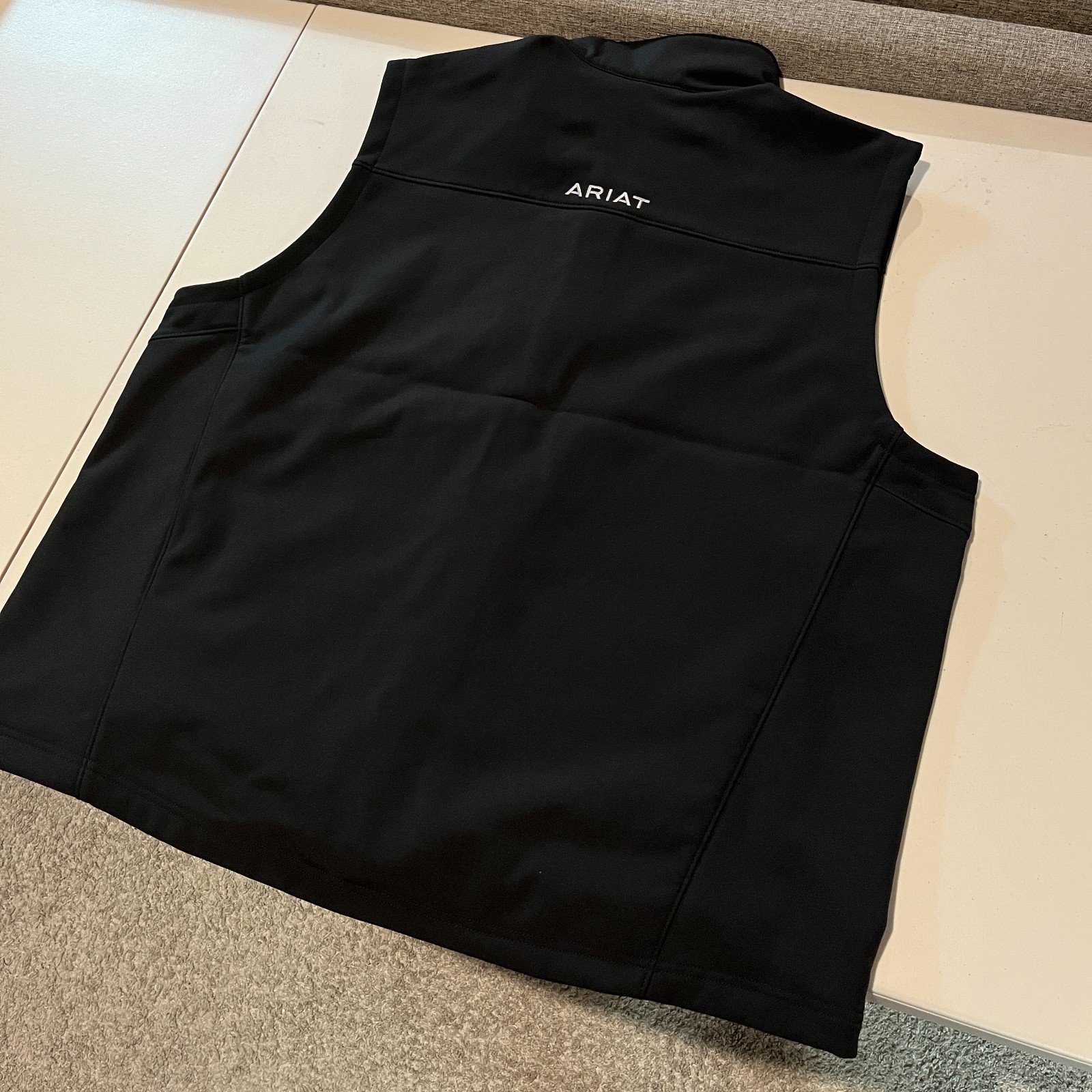 Ariat Softshell Vest Mens 2XL Logo Full Zip Pockets Workwear Black