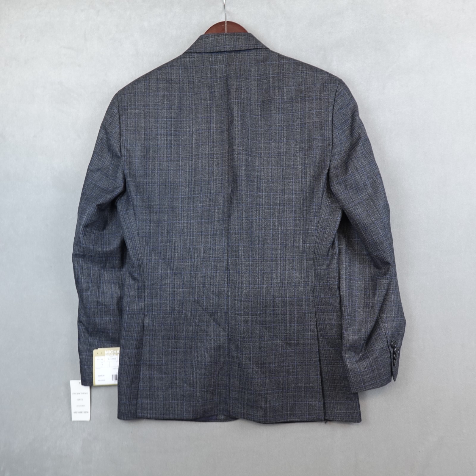 NWT MICHAEL KORS Blazer Mens Plaid Two-button Sport Jacket 36S Gray
