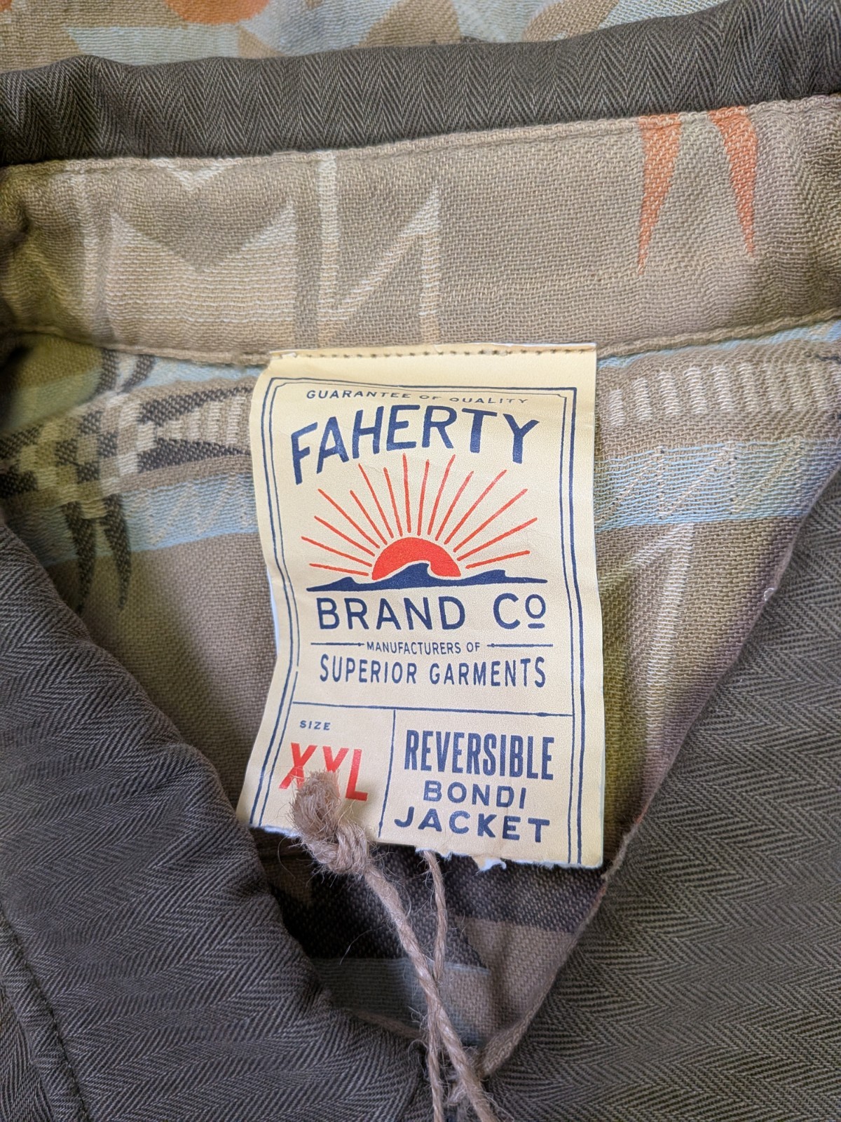 NEW Faherty Doug Good Feather Reversible Bondi Jacket Prairie Olive 2XL