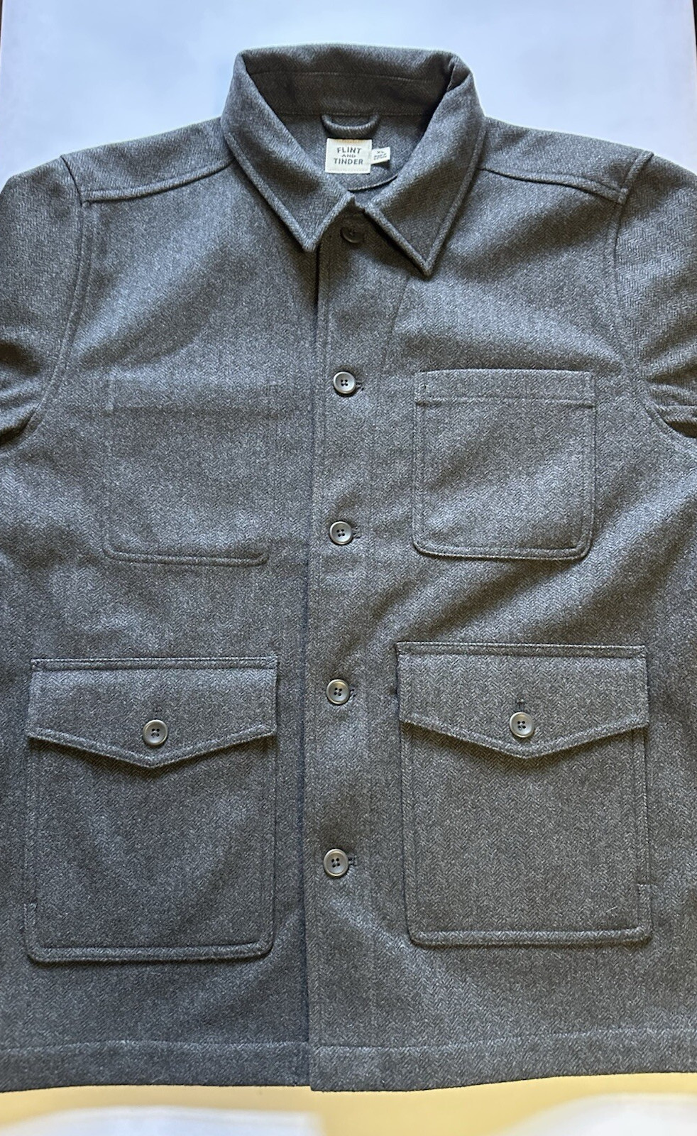 Huckberry Flint and Tinder Size XL Wool Blend Utility Chore Jacket Grey