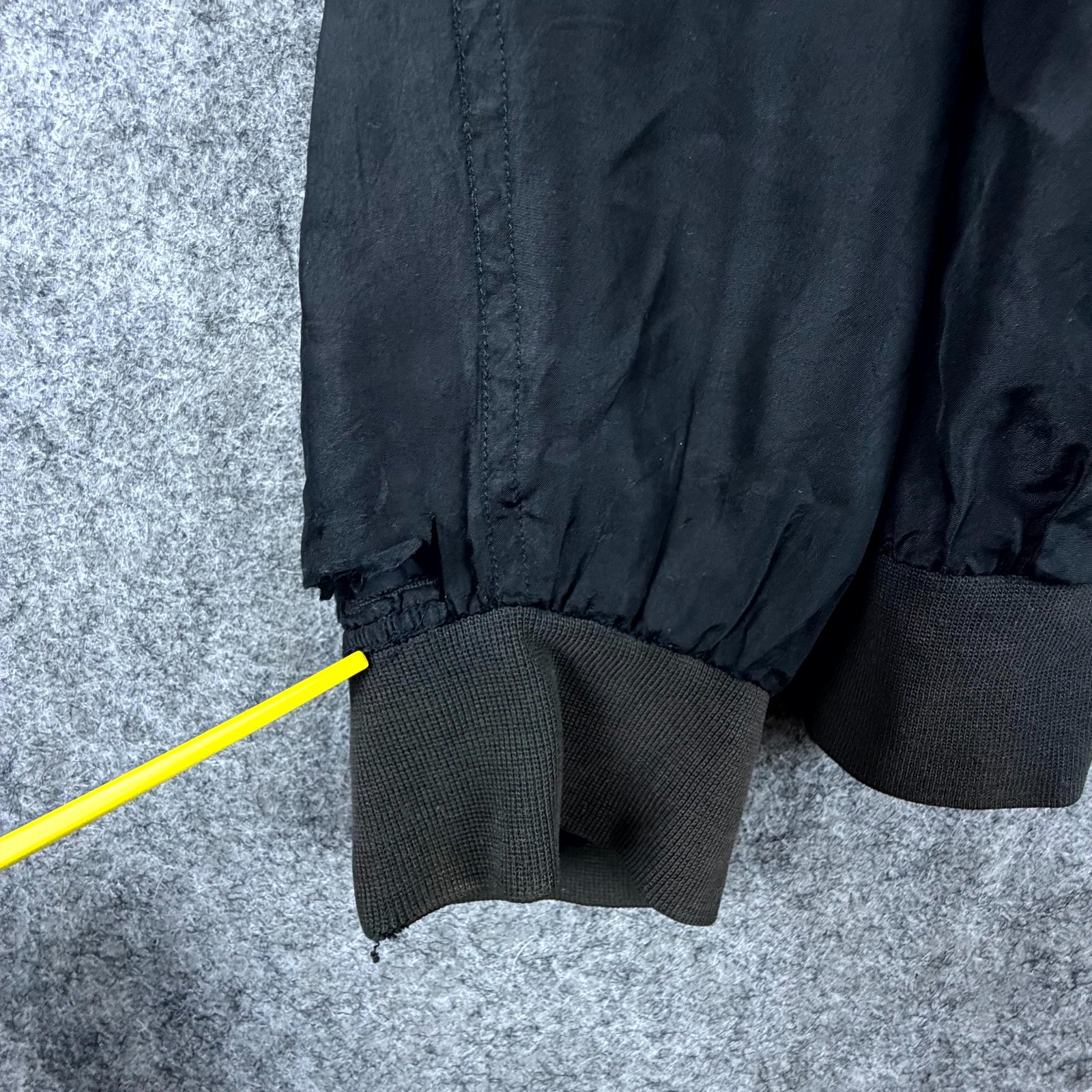 Vintage Silk Uomo Bomber Jacket Mens Medium Black Full Zipper Ribbed Outerwear