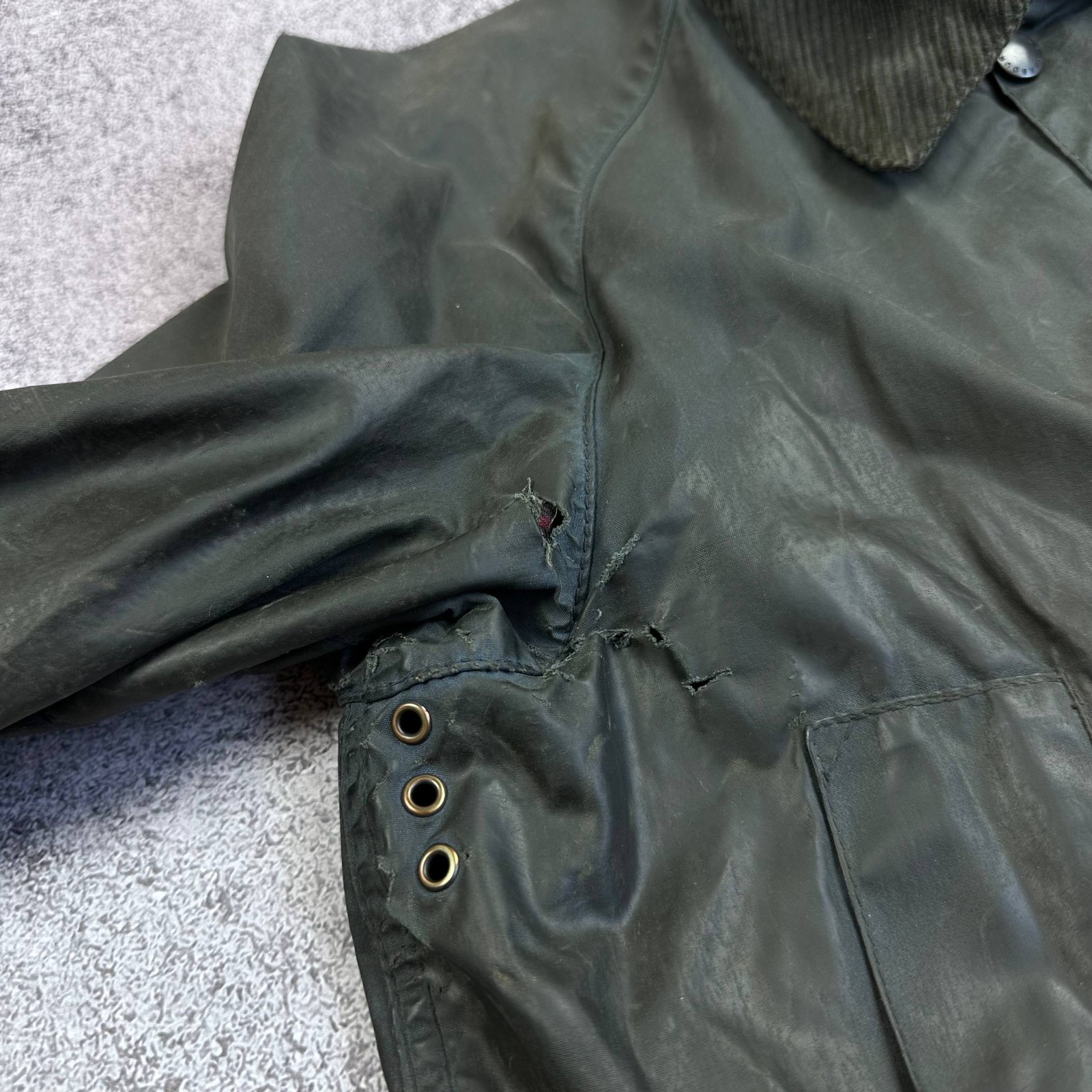 Barbour A105 Bedale Wax Jacket 1988 Green C36 / 91CM Pocket UK Vintage