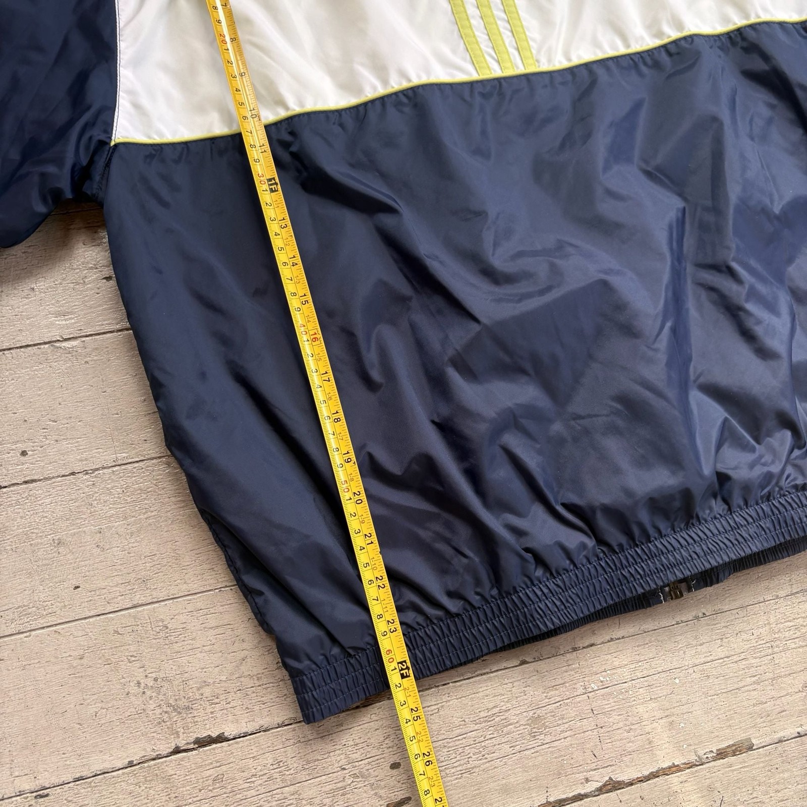 Vintage Adidas Colorblock Windbreaker Jacket Navy Blue and White Full Zip