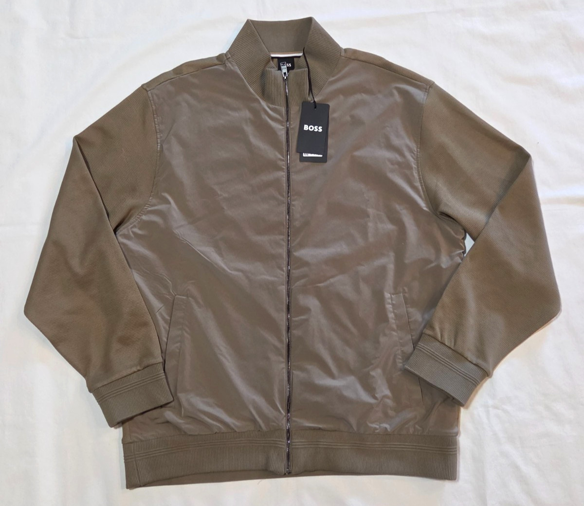 NWT-Hugo Boss H-Shepherd full zipper cotton blend jacket Open Brown-2XL-$228.00