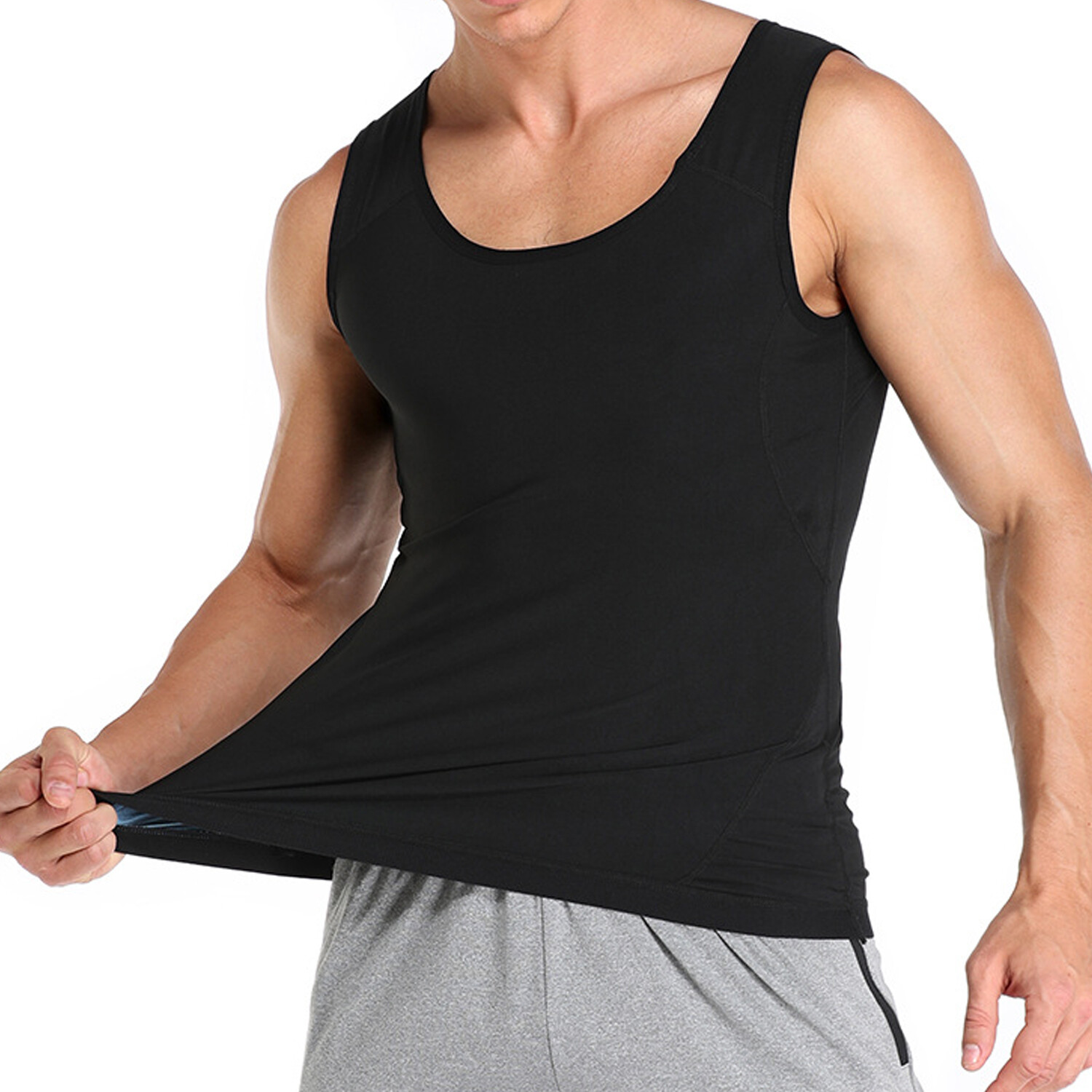 Mens Slimming Body Shaper Sauna Sport Vest Gynecomastia Compress Girdle Tank Top
