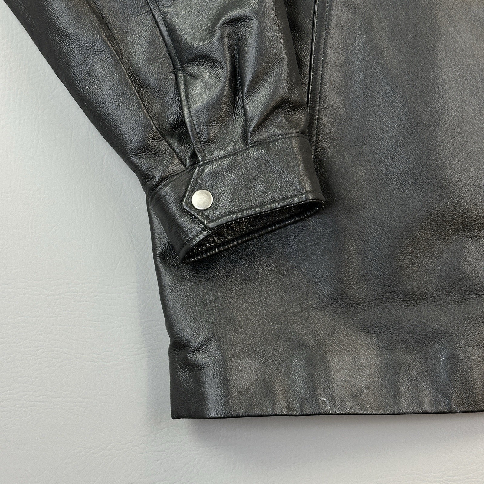 Vintage St Johns Bay Jacket Mens 2XLT Black Genuine Leather Quilt Lined Bomber