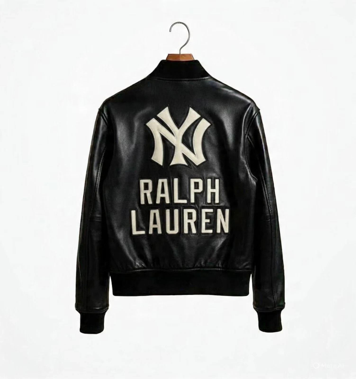 Black Leather Varsity Jacket NY Streetwear Urban Baseball Letterman Coat
