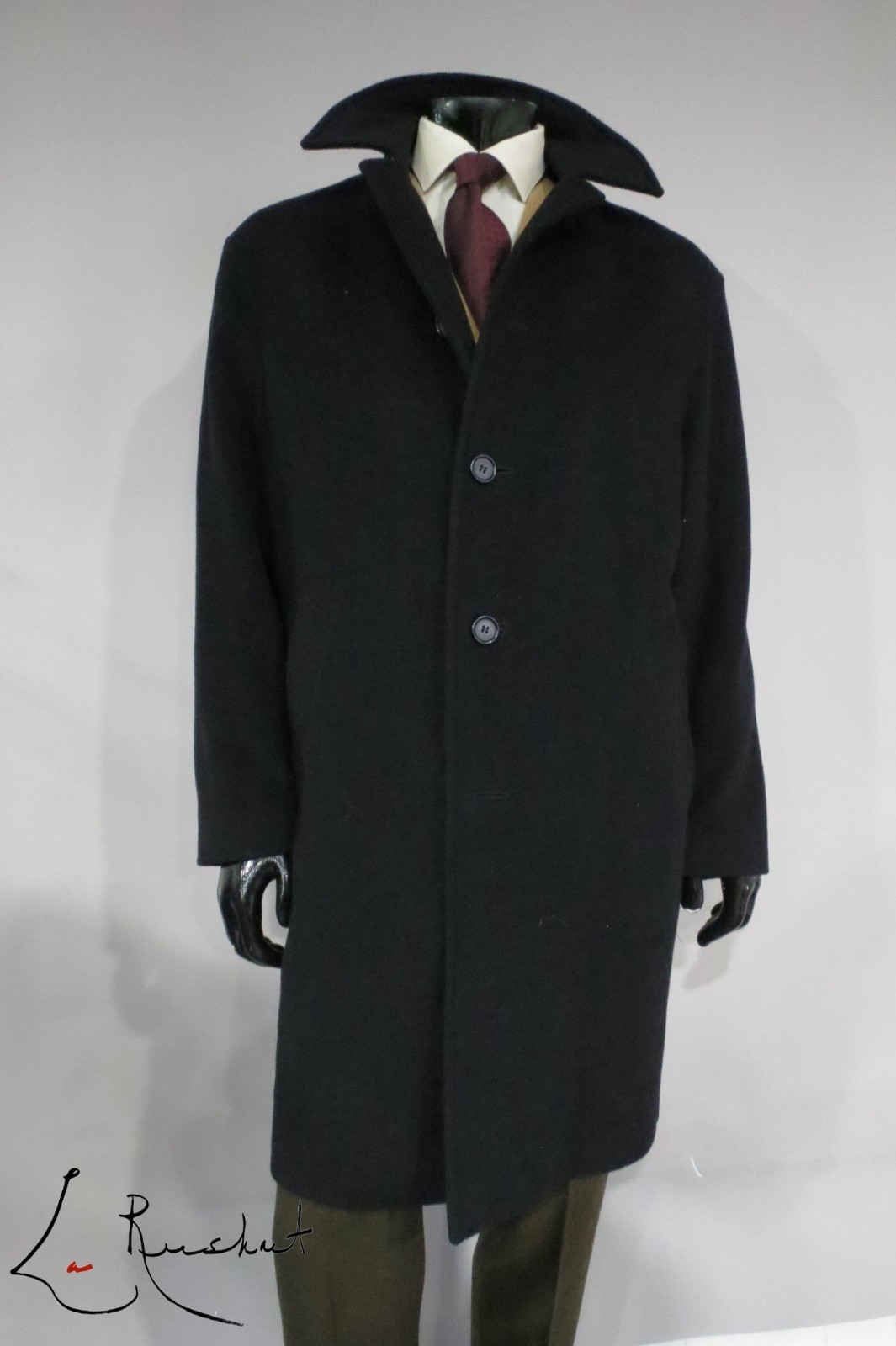 Brooks Brothers EST 1818 black four button 100% lambswool topcoat 46 R
