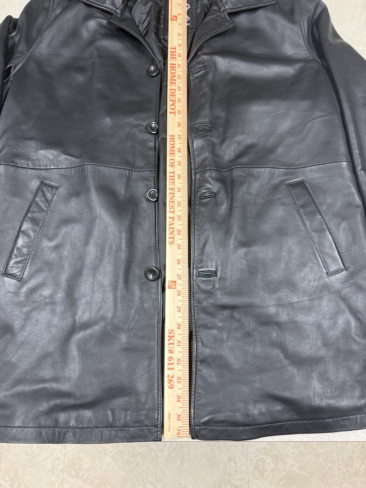 Decrum Leather Coat Men Size XL 100% Real Lambskin Black Jacket