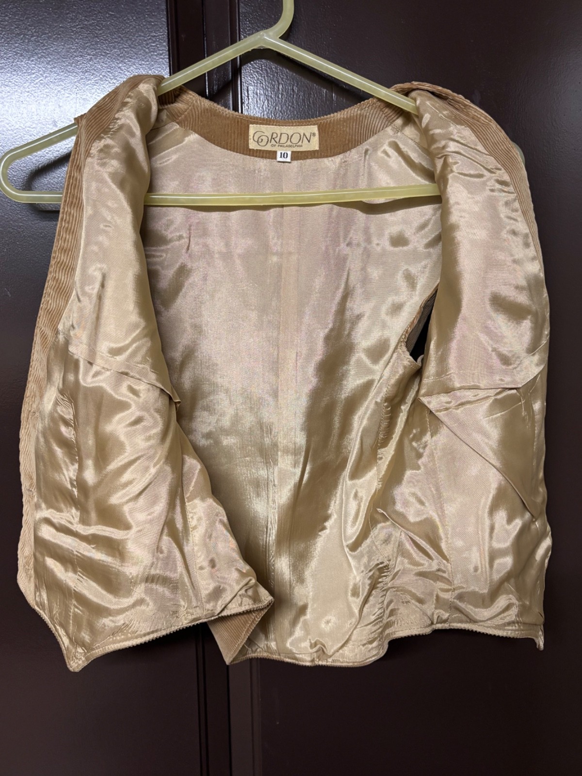 Vintage Gordon of Philadelphia Tan Corduroy Lined Vest Women’s Size 10