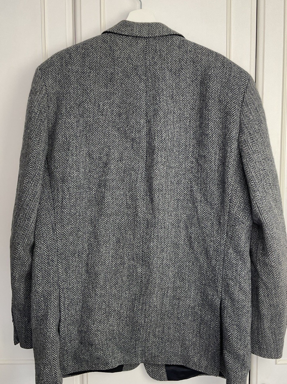 Harris Tweed Wool Jacket Mens Size Large 44″ Chest Blue Tweed Smart Event Blazer