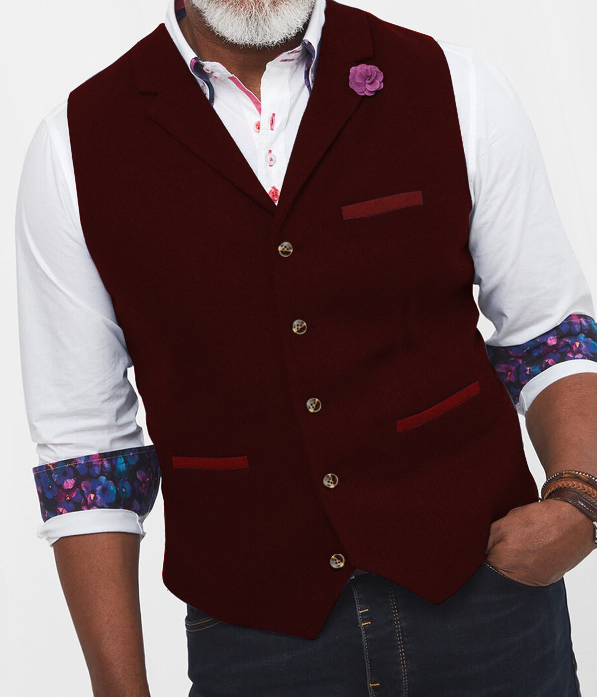 Business Men Herringbone Wool Waistcoat Tweed Vest Wedding Vintage Retro Hunting