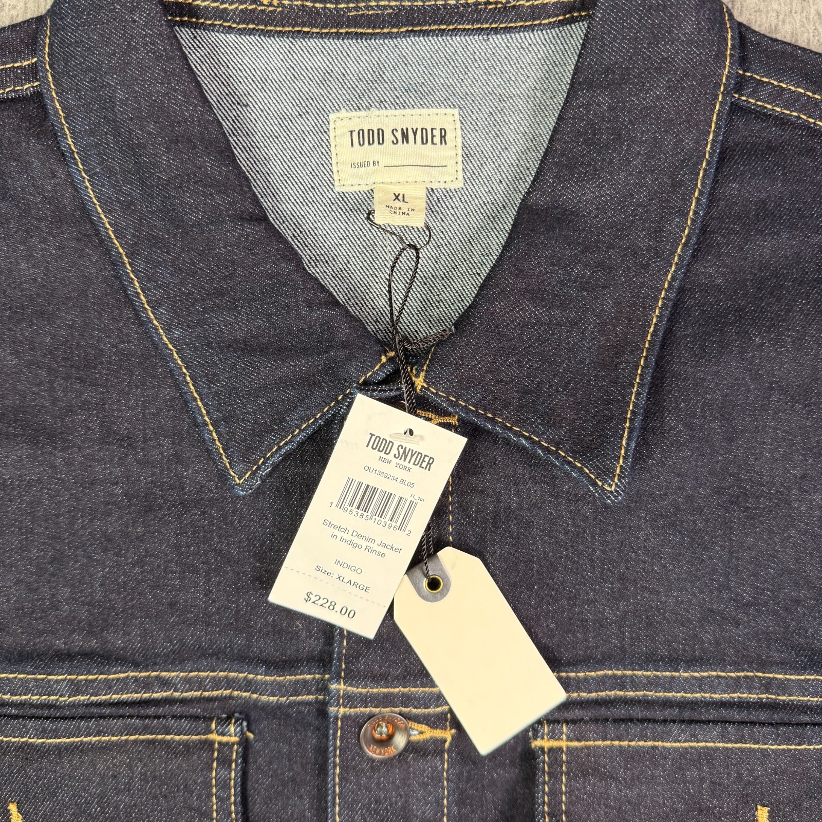 Todd Snyder Denim Jacket Mens XL Indigo Rinse Dark Blue Trucker Pockets NEW