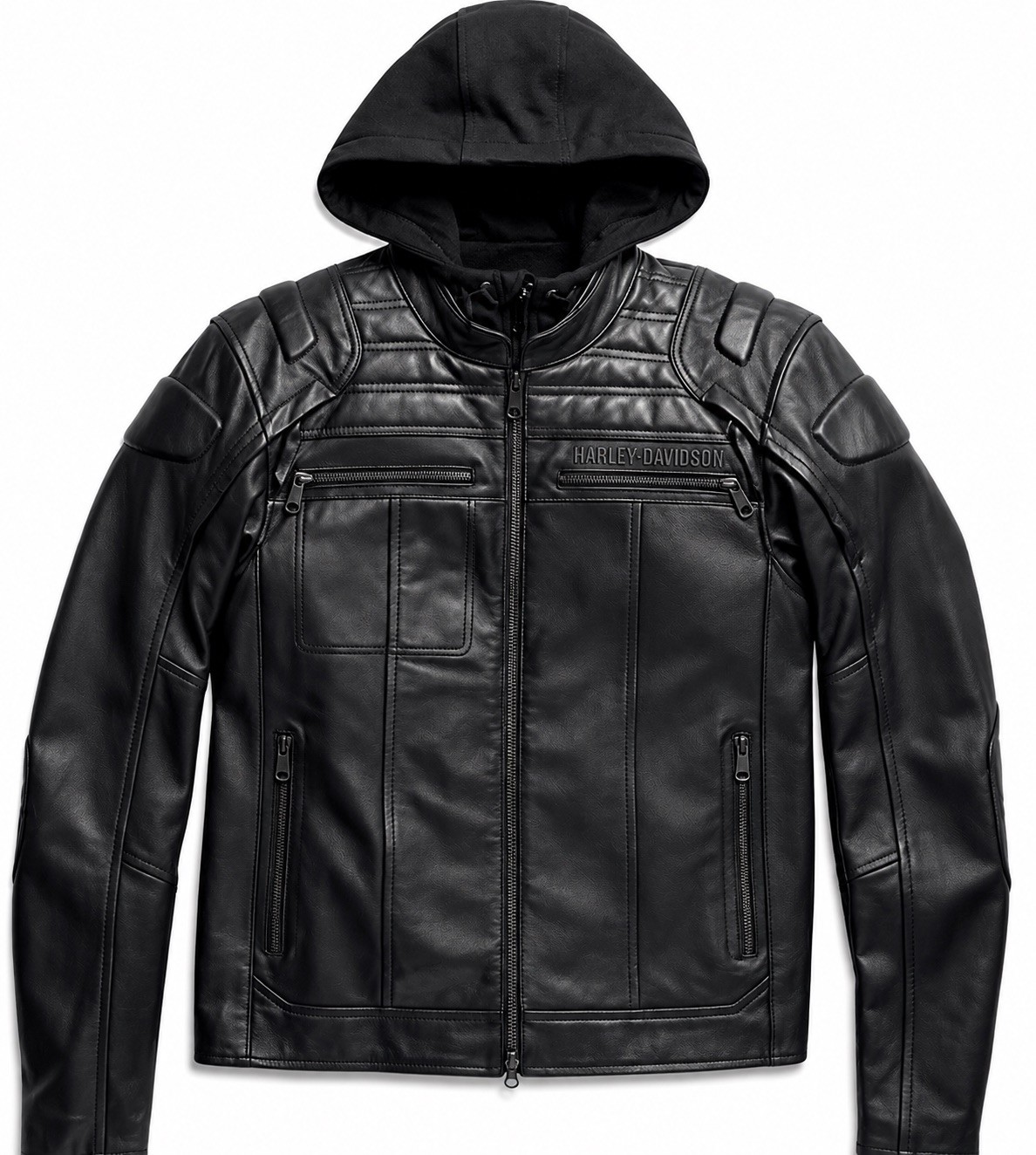 Harley Davidson Leather Jacket Men’s Black Hooded Willie G Skull Moto Riding