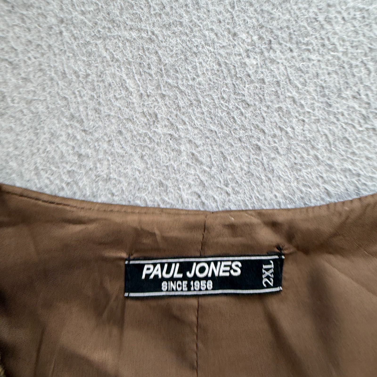 Paul Jones Wool Vest Mens 2XL XXL Brown V-Neck Plaid Buttons Pockets