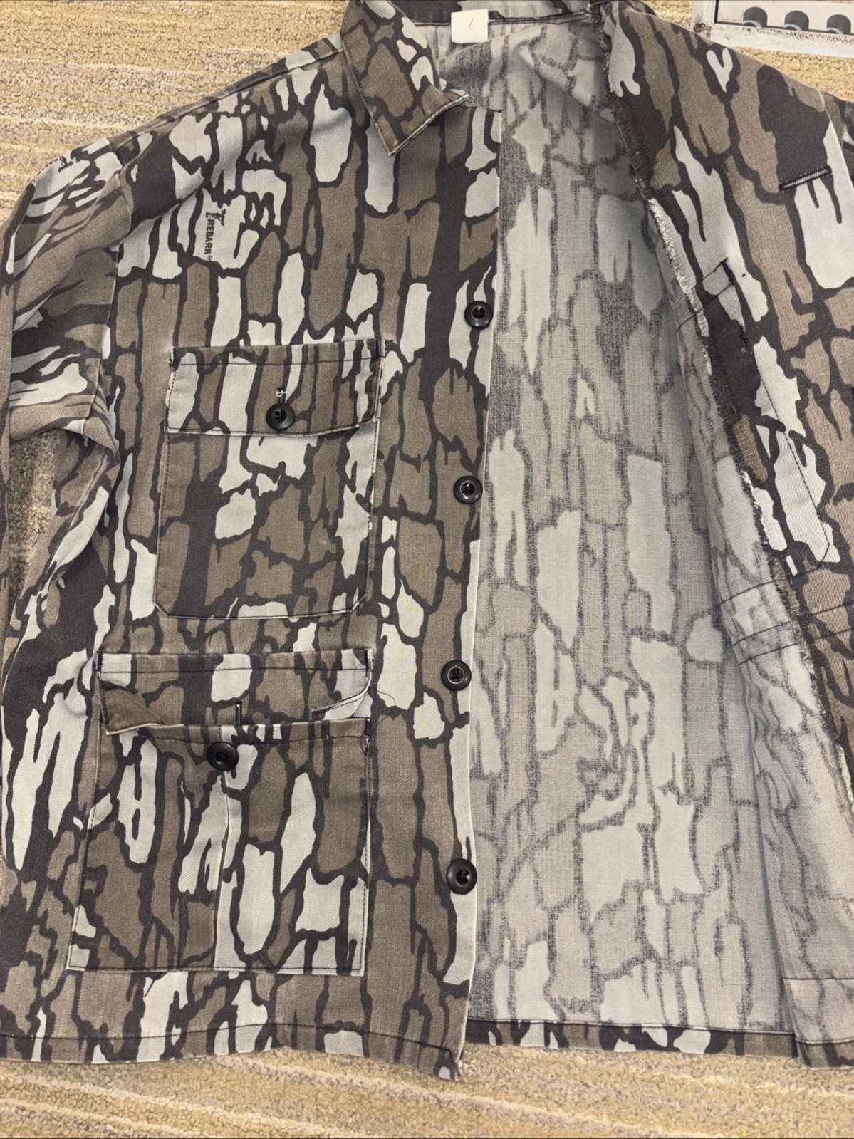 Vintage Trebark Camouflage Field Shirt Button Down Four Pocket Medium Preowned