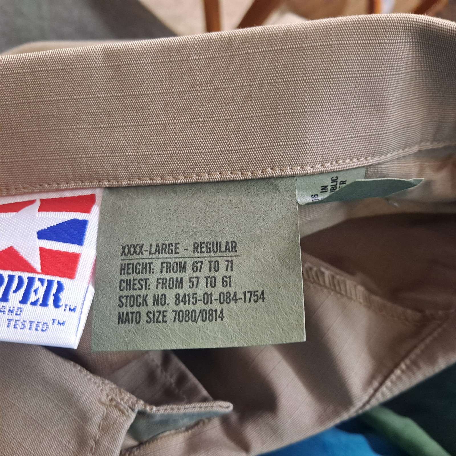 PROPPER BDU COAT 4XL Regular KHAKI CANVAS Ripstop height 67 – 71″ chest 57 – 61″